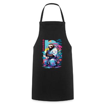 Samurai Faultier Aesthetic Vaporwave Stil - Kochschürze - Schwarz - Vorne - AI Model Male 185 dark (185cm)