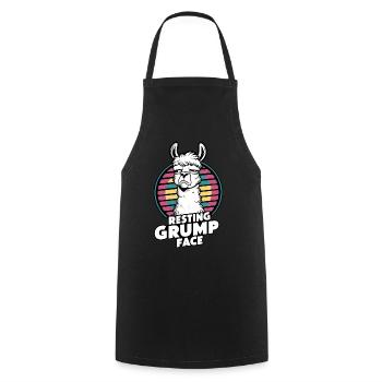 Resting Grump Face Llama Humor Retro Style - Cooking Apron - black - Front - AI Model Male 185 dark (185cm)