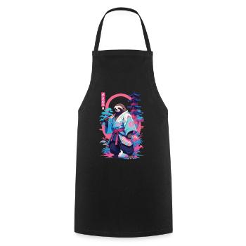 Samurai Faultier Aesthetic Vaporwave Stil - Kochschürze - Schwarz - Vorne - AI Model Male 185 dark (185cm)