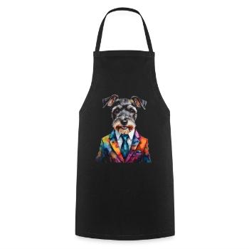 Zwergschnauzer Anzug Hund Lustig Tier Design Print - Kochschürze - Schwarz - Vorne - AI Model Male 185 dark (185cm)