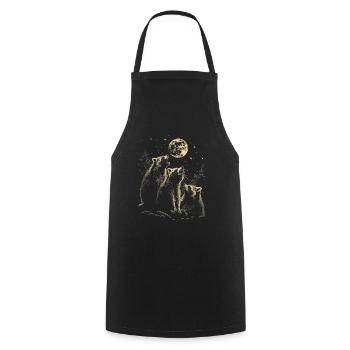 3 Raccoons Moon Howling Funny Illustration - Cooking Apron - black - Front - AI Model Male 185 dark (185cm)
