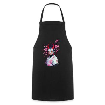 Oni Samurai Vaporwave Aesthetic Japan Culture - Cooking Apron - black - Front - AI Model Male 185 dark (185cm)