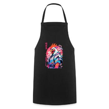 Hahn Yokai Vaporwave Aesthetic Samurai Kunst - Kochschürze - Schwarz - Vorne - AI Model Male 185 dark (185cm)