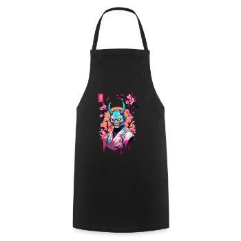 Oni Samurai Vaporwave Aesthetic Japan Culture - Cooking Apron - black - Front - AI Model Male 185 dark (185cm)