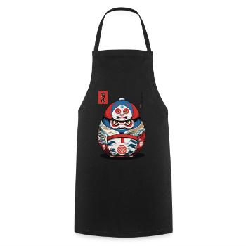 Japanese Daruma Aesthetic Yokai Streetwear - Cooking Apron - black - Front - AI Model Male 185 dark (185cm)