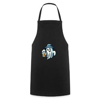 Boire fantôme drôle Halloween fête bière - Tablier de cuisine - noir - Devant - AI Model Male 185 dark (185cm)