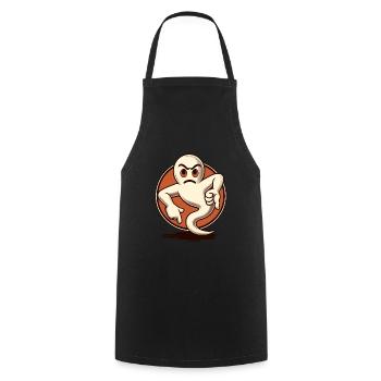 Cool Ghost Gives Thumbs Down Funny Halloween Party - Cooking Apron - black - Front - AI Model Male 185 dark (185cm)