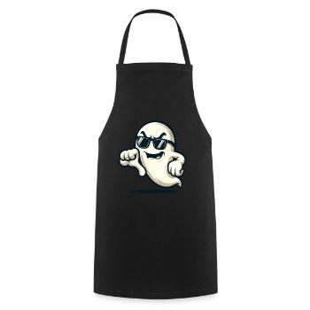 Cool Ghost Gives Thumbs Down Funny Halloween - Cooking Apron - black - Front - AI Model Male 185 dark (185cm)
