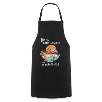 Funny Flamingo 'I'm Here You Can Go' Design - Cooking Apron - black - Front - AI Model Male 185 dark (185cm)
