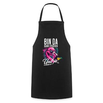 Flamingo 'I’m there can go' pour la fête - Tablier de cuisine - noir - Devant - AI Model Male 185 dark (185cm)
