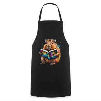 Capybara livre de lecture Capy coloré Animal Design Print - Tablier de cuisine - noir - Devant - AI Model Male 185 dark (185cm)
