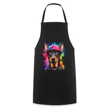 Doberman Snapback Cap Dog Funny Design Print - Cooking Apron - black - Front - AI Model Male 185 dark (185cm)