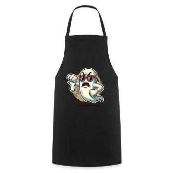 Cool Ghost gives thumbs down Halloween ghost - Cooking Apron - black - Front - AI Model Male 185 dark (185cm)
