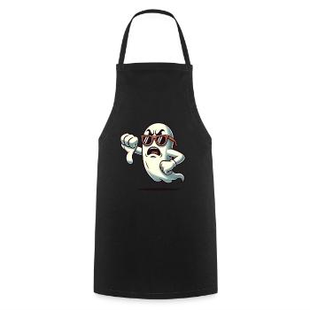 Cool Ghost Gives Thumbs Down Funny Halloween - Cooking Apron - black - Front - AI Model Male 185 dark (185cm)