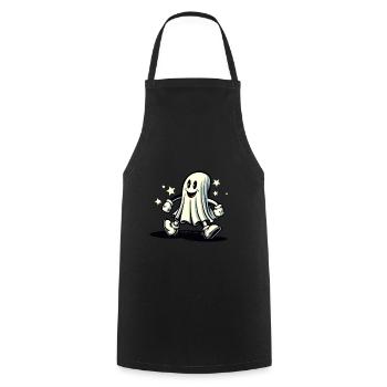 Funny Vintage Ghost Retro Art Style Halloween - Kochschürze - Schwarz - Vorne - AI Model Male 185 dark (185cm)