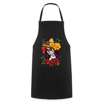 La Calavera Skelett Muertos Tag Des Toten Halloween - Kochschürze - Schwarz - Vorne - AI Model Male 185 dark (185cm)