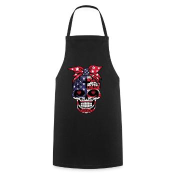 US-Flagge Muertos Tag der Toten Halloween - Kochschürze - Schwarz - Vorne - AI Model Male 185 dark (185cm)