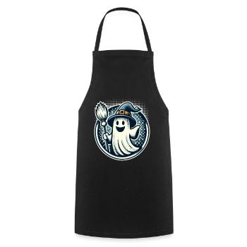 Funny Witch Spirit Witch Broom Vintage Art Style - Cooking Apron - black - Front - AI Model Male 185 dark (185cm)
