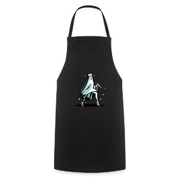 Drôle d’infirmière fantôme Halloween Costume - Tablier de cuisine - noir - Devant - AI Model Male 185 dark (185cm)