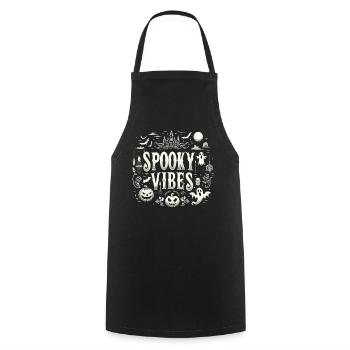 T-shirt d’Halloween « Spooky Vibes » - Noir-Blanc - Tablier de cuisine - noir - Devant - AI Model Male 185 dark (185cm)