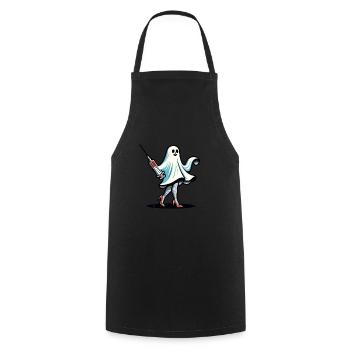 Drôle d’infirmière chasse aux fantômes Maison hantée - Tablier de cuisine - noir - Devant - AI Model Male 185 dark (185cm)