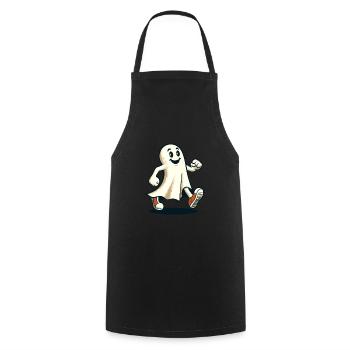 Drôle Vintage Fantôme Rétro Art Style Halloween - Tablier de cuisine - noir - Devant - AI Model Male 185 dark (185cm)