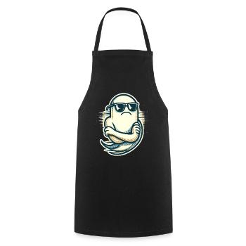 Cool Ghost Vintage Art Style Halloween Party - Kochschürze - Schwarz - Vorne - AI Model Male 185 dark (185cm)