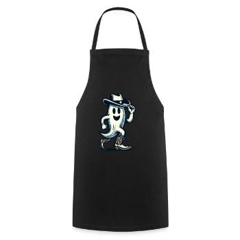 Drôle Cowboy fantôme Halloween Party - Tablier de cuisine - noir - Devant - AI Model Male 185 dark (185cm)