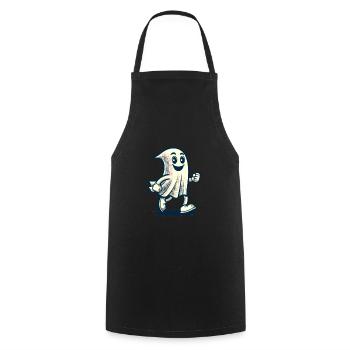 Drôle Vintage Fantôme Rétro Art Style Halloween - Tablier de cuisine - noir - Devant - AI Model Male 185 dark (185cm)