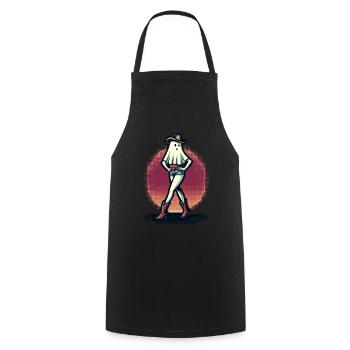 Funny Cowboy Girl Ghost Cowboy Hat Boots - Cooking Apron - black - Front - AI Model Male 185 dark (185cm)