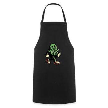 Happy Cthulhu Mascot Funny Monster - Cooking Apron - black - Front - AI Model Male 185 dark (185cm)
