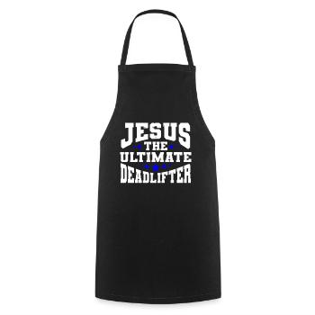 Jesus Ultimate Deadlifter Workout Christian Gym - Cooking Apron - black - Front - AI Model Male 185 dark (185cm)