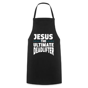 Jesus Ultimate Deadlifter Workout Christian Gym - Cooking Apron - black - Front - AI Model Male 185 dark (185cm)