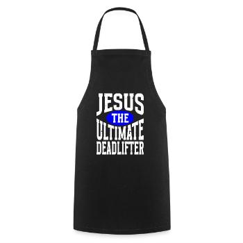 Jesus Ultimate Deadlifter Workout Christian Gym - Cooking Apron - black - Front - AI Model Male 185 dark (185cm)