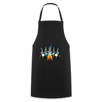 Camping feu de camp Vintage sorcières Design - Tablier de cuisine - noir - Devant - AI Model Male 185 dark (185cm)