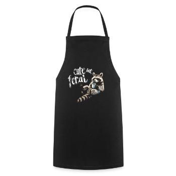 Cute Raccoon Coffee Drinker Cartoon - Cooking Apron - black - Front - AI Model Male 185 dark (185cm)