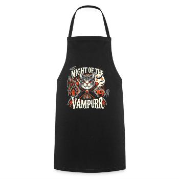 "Night of the Vampurr" Cat T-Shirt - Cooking Apron - black - Front - AI Model Male 185 dark (185cm)