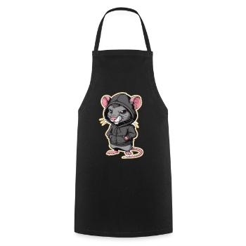 Cool Rat in a Stylish Hoodie - Funny Animals - Cooking Apron - black - Front - AI Model Male 185 dark (185cm)