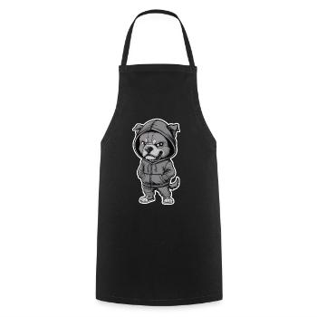 Cool dog in stylish hoodie - Cooking Apron - black - Front - AI Model Male 185 dark (185cm)
