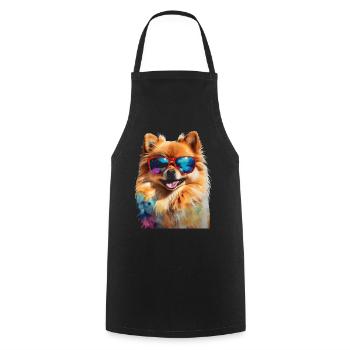Pomeranian Pomeranian Sunglasses Dog Print - Cooking Apron - black - Front - AI Model Male 185 dark (185cm)