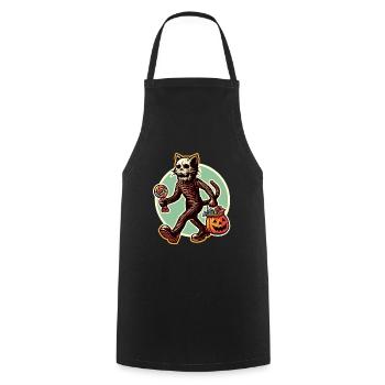 Untote Zombie Katze Süßes Oder Saures Halloween - Kochschürze - Schwarz - Vorne - AI Model Male 185 dark (185cm)