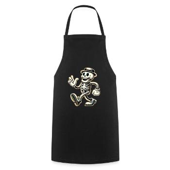 Squelette d’os d’Halloween de dessin animé vintage rétro - Tablier de cuisine - noir - Devant - AI Model Male 185 dark (185cm)