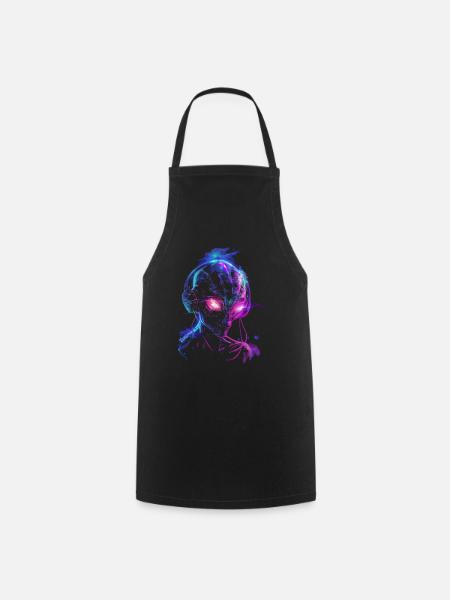 DJ Alien UFO avec casque Alien Festival - Tablier de cuisine - noir