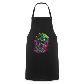 Außerirdischer DJ mit Kopfhörer Festival Alien UFO - Kochschürze - Schwarz - Vorne - AI Model Male 185 dark (185cm)