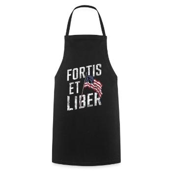 Amerikanische Flagge Fortis et Liber Patriotische Freiheit - Kochschürze - Schwarz - Vorne - AI Model Male 185 dark (185cm)
