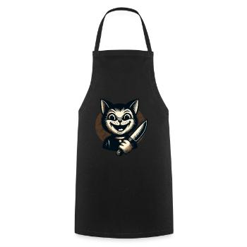 Chat effrayant Psycho Pet Décoration d’Halloween - Tablier de cuisine - noir - Devant - AI Model Male 185 dark (185cm)