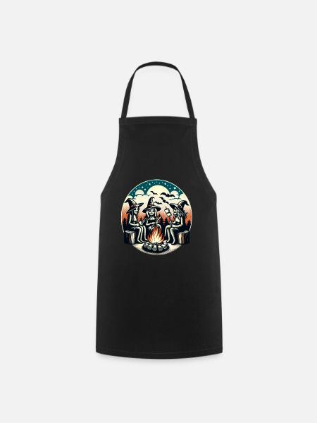 Camping Campfire Vintage Witches Design - Cooking Apron - black