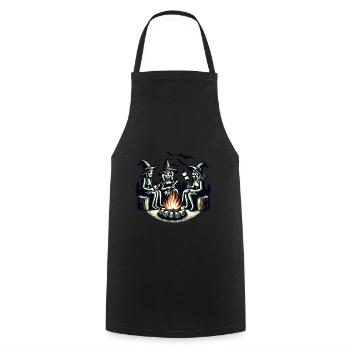 Camping Campfire Vintage Witches Design Retro - Cooking Apron - black - Front - AI Model Male 185 dark (185cm)