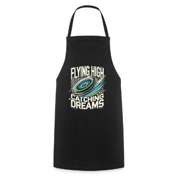 Flying High Catching Dreams - Frisbee Enthusiast - Cooking Apron - black - Front - AI Model Male 185 dark (185cm)
