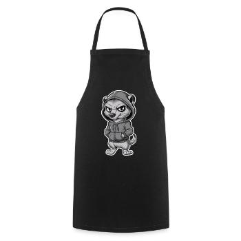 Cool meerkat in stylish hoodie - Cooking Apron - black - Front - AI Model Male 185 dark (185cm)